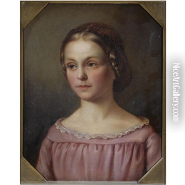 Potrait Of A Girl Oil Painting - Clemens von Holnstein