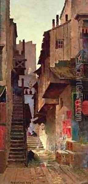 St Louis Alley Chinatown San Francisco Oil Painting - Edwin Deakin