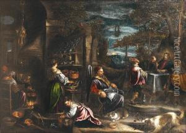 The Supper At Emmaus Oil Painting - Jacopo Bassano (Jacopo da Ponte)