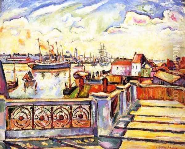 The Port of Anvers Oil Painting - Emile-Othon Friesz