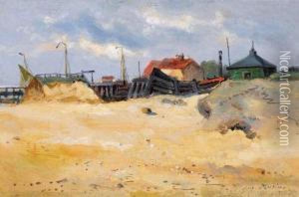 Huitriere A Ostende Oil Painting - Auguste Henri Musin