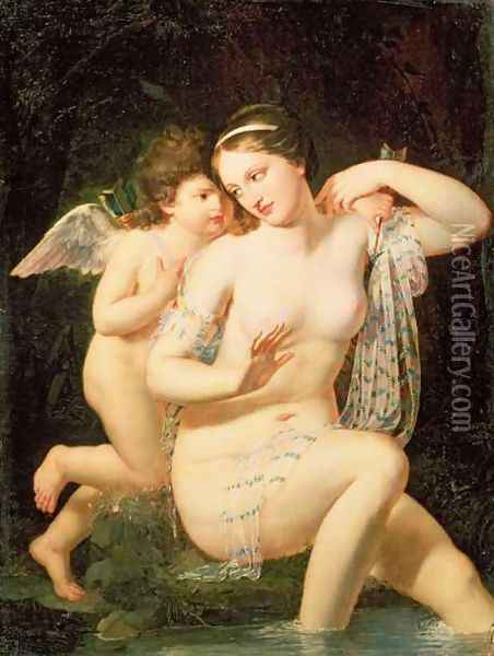 Venus and Cupid Oil Painting - N. de Courtaille