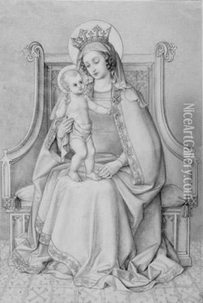 Die Thronende Madonna Mit Dem Jesuskind. Oil Painting - Franz Xaver Glink