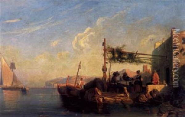 Hafenschenke Am Wasser Oil Painting - Camille Joseph Etienne Roqueplan