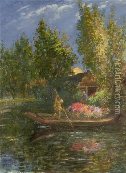 The Flower Boat Oil Painting - Frans David Oerder