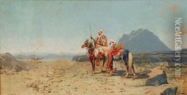 Arabische Reiter In Der Wuste Oil Painting - M. Bouvier