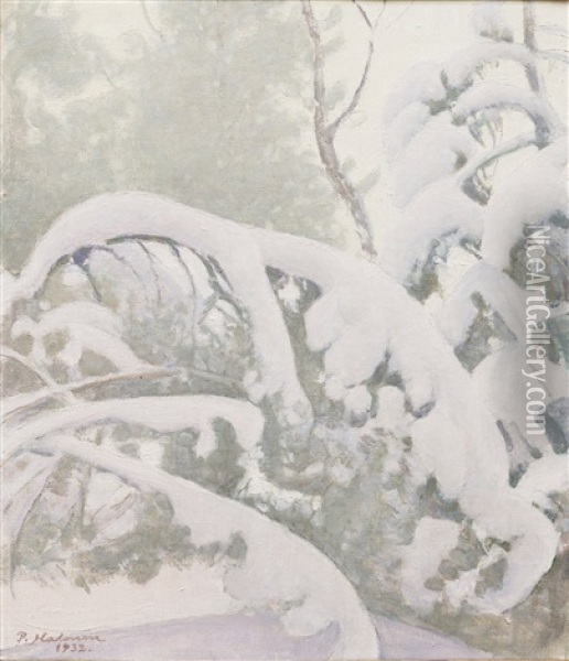 Snowy Branches (lumisia Oksia) Oil Painting - Pekka Halonen