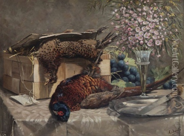 Envoi Faisans (nature Morte) Oil Painting - Adolphe Jacobs