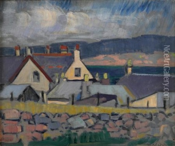 Iona Cottages Oil Painting - Francis Campbell Boileau Cadell