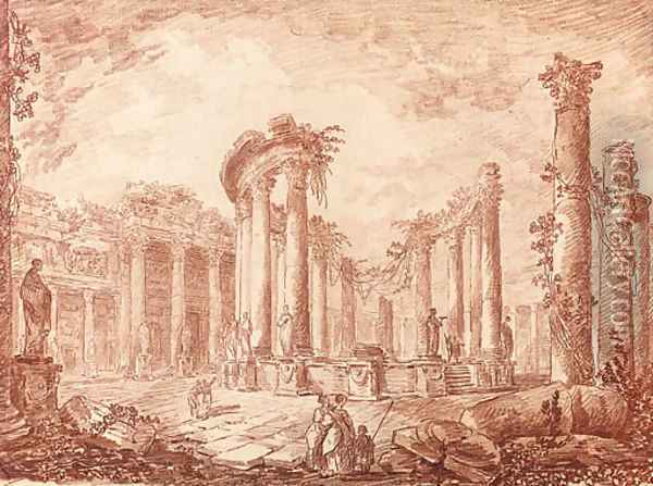 The temple of Serapides at Pozzuoli Oil Painting - Hubert Robert