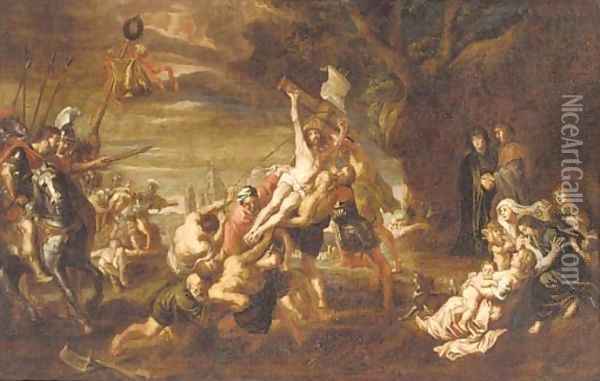 The Raising of the Cross Oil Painting - Sir Peter Paul Rubens