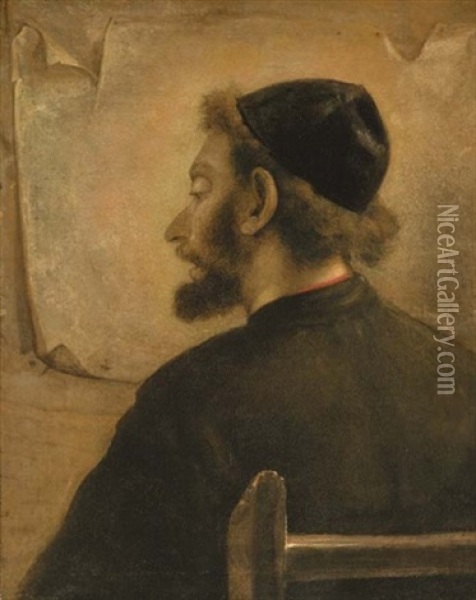 A Rabbinical Scholar Oil Painting - Christoph Paudiss