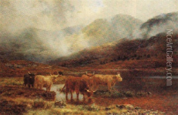 When Mountain Tops Are Veiled In Showers, In Glen Cannick, Invernesshire Oil Painting - Louis Bosworth Hurt