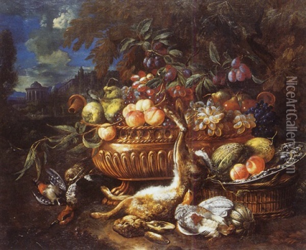 Nature Morte Au Gibier Et Aux Fruits Oil Painting - Bernaert De Bridt