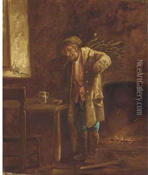 Wood for the fire Oil Painting - Erskine Nicol