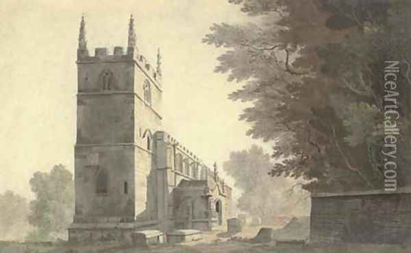 The south-western aspect of Belton Church, Lincolnshire Oil Painting - John Claude Nattes