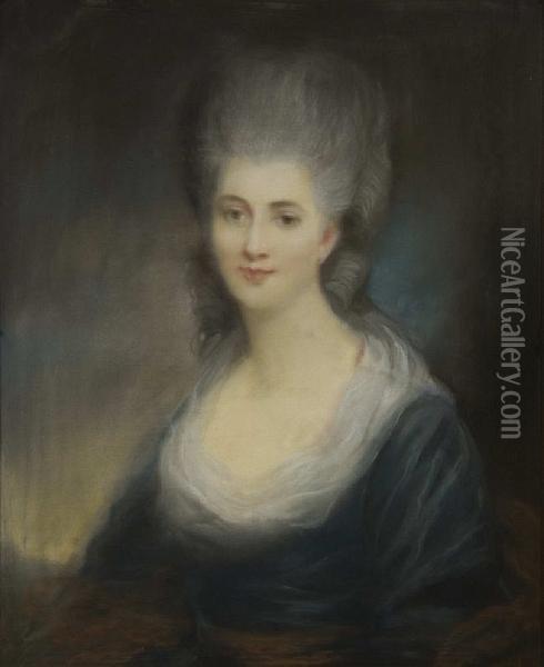 Half Length Portrait Of A Young Lady Oil Painting - Thomas Gainsborough