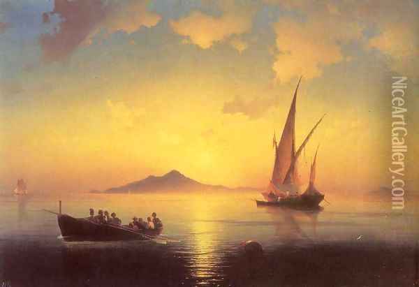 The Bay of Naples Oil Painting - Ivan Konstantinovich Aivazovsky