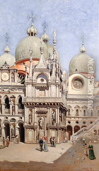 St Marks Square, Venice Oil Painting - Frans Wilhelm Odelmark