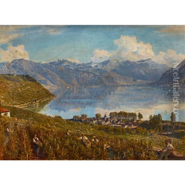 Weinlese Am Genfersee Oil Painting - Alfred Chavannes