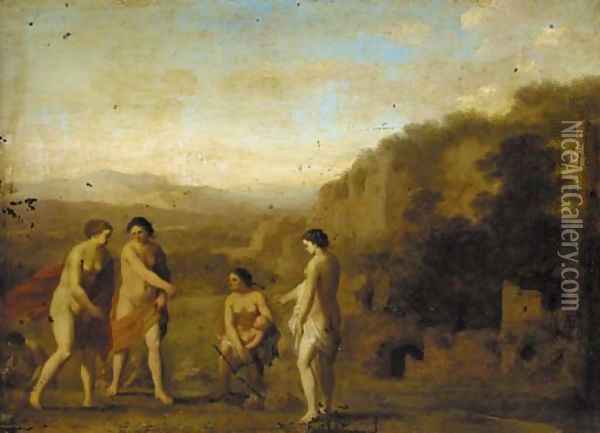 The finding of Moses Oil Painting - Cornelis Van Poelenburgh