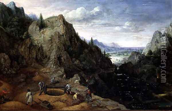 Landscape with a Foundry, 1595 Oil Painting - Lucas van Valckenborch