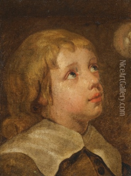 Boy Looking Up At A Bubble (study) Oil Painting - Jacob Oost the Elder