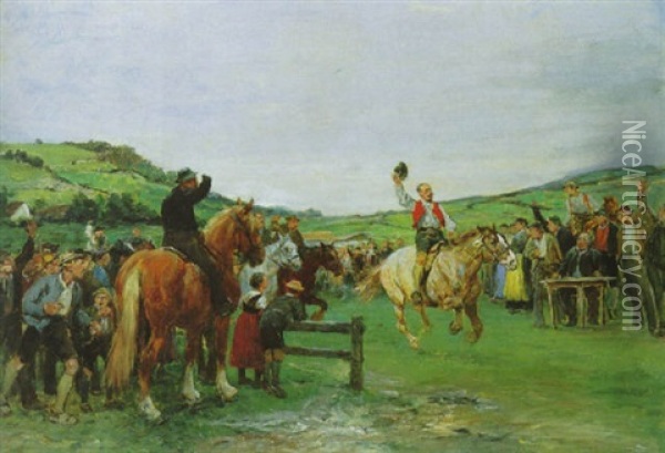 Das Pferderennen Oil Painting - Julius von Blaas