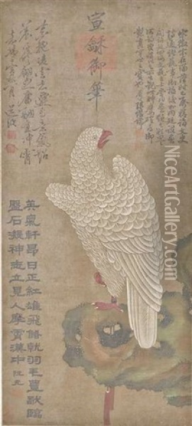 Weiser Falke Auf Einem Felsen Oil Painting -  Emperor Huizong