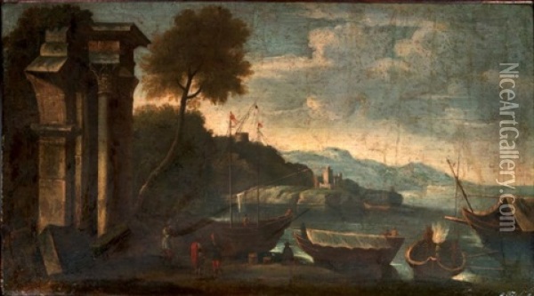 Un Port Mediterraneen Oil Painting - Filippo Napoletano