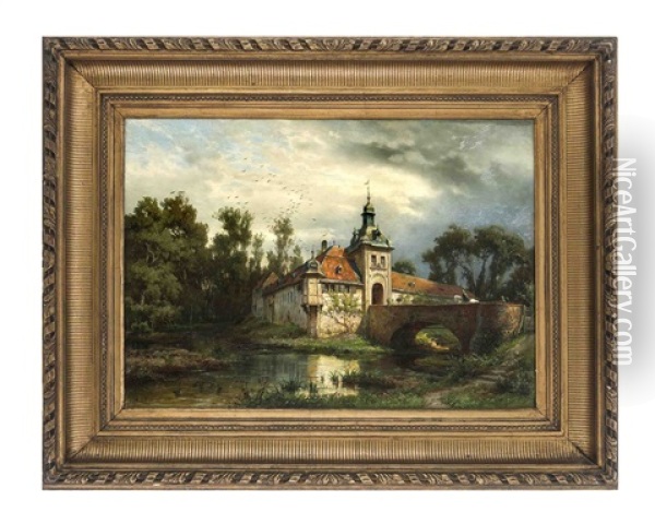 Wasserschloss Oil Painting - August Von Wille
