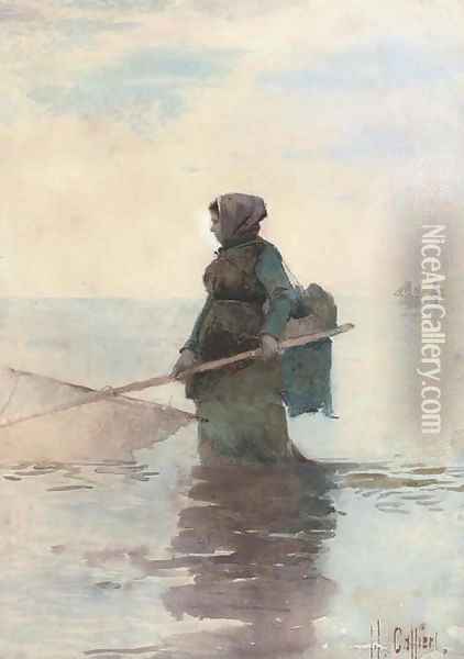 The shrimper Oil Painting - Hector Caffieri