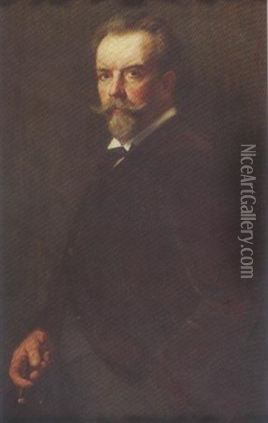 Portrait Eines Herrn Mit Zigarre Oil Painting - Johann (John) J. Hammer