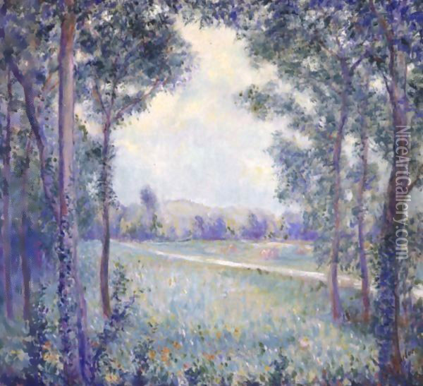 La Chaussee De Limetz, Giverny (On The Way To Limetz, Giverny) Oil Painting - Theodore Butler