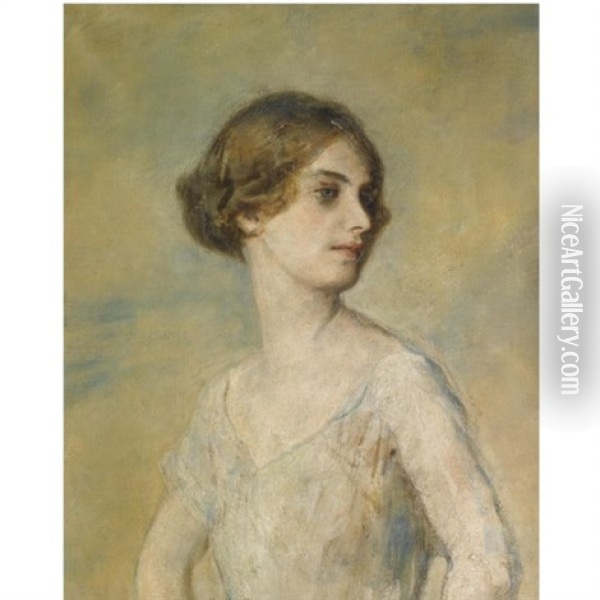 Portrait Of Lydia Lopokova Oil Painting - Arthur Ambrose McEvoy