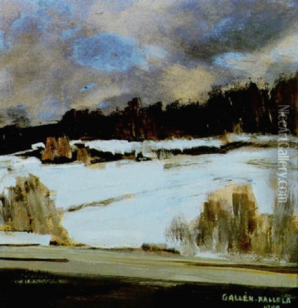 Den Forsta Snon, Korpilahti Oil Painting - Akseli Valdemar Gallen-Kallela
