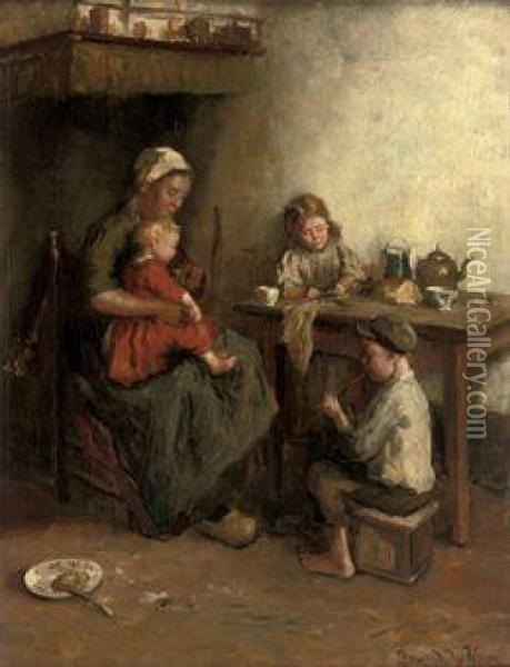 A Frugal Meal Oil Painting - Bernard Johann De Hoog