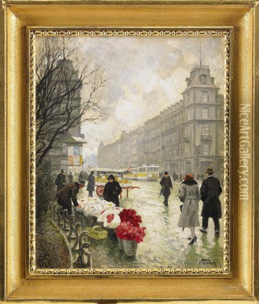 Blomstermarknad Oil Painting - Paul-Gustave Fischer