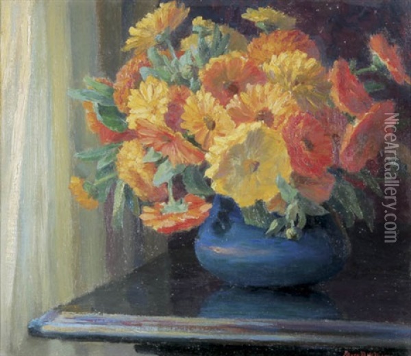 Marigolds Oil Painting - Mary Belle Williams