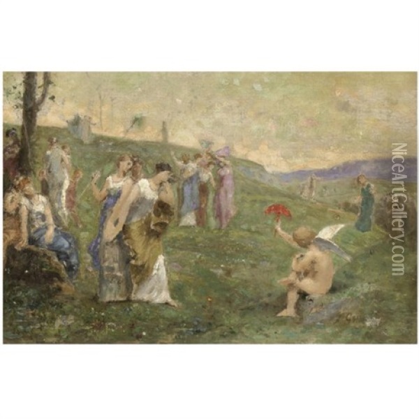 Allegorical Figures Oil Painting - Nikolaus Gysis