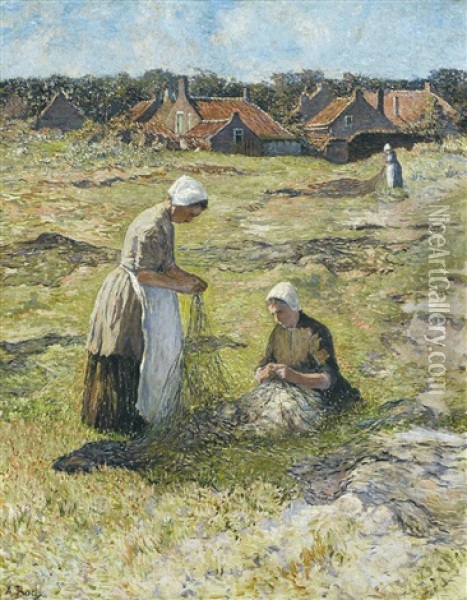 Nettenverstelsters In De Duinen Oil Painting - Anna Boch