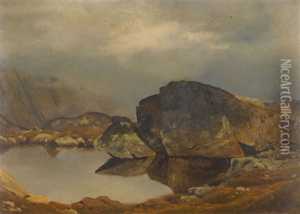 Kleiner Bergsee Mit Felsblocken Oil Painting - Gustave Eugene Castan