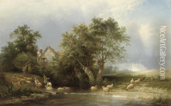 Dipping The Sheep Oil Painting - Henry John Boddington