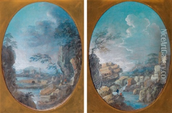 Zwei Landschaften (pair) Oil Painting - Marco Ricci
