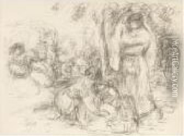 Les Laveuses, 2e Pensee Oil Painting - Pierre Auguste Renoir