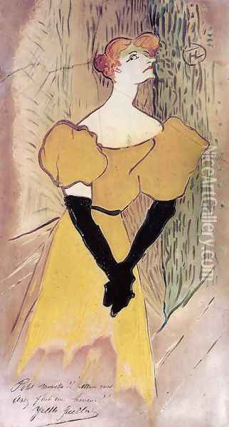 Yvette Guilbert Oil Painting - Henri De Toulouse-Lautrec