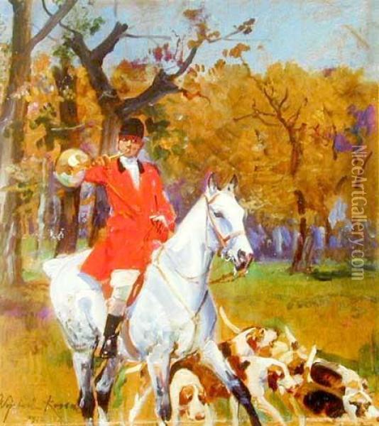Wyjazd Na Polowanie, 1918 R. Oil Painting - Wojciech Von Kossak