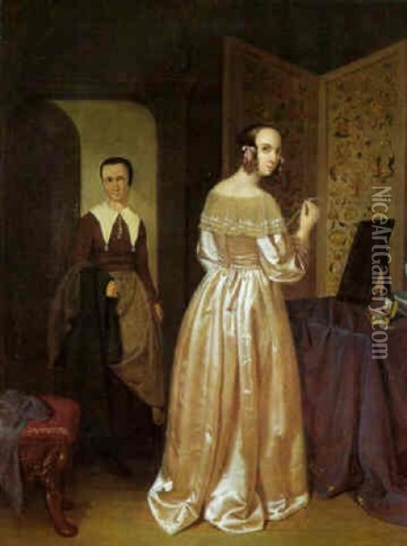 Bei Der Anprobe Oil Painting - Cornelis Willem Hoevenaar the Elder