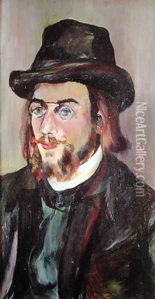 Portrait of Erik Satie (1866-1925) c.1892 Oil Painting - Suzanne Valadon