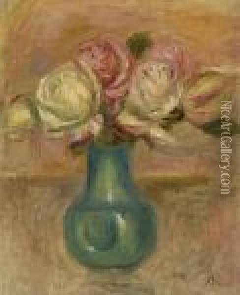 Roses Dans Un Vase Oil Painting - Pierre Auguste Renoir